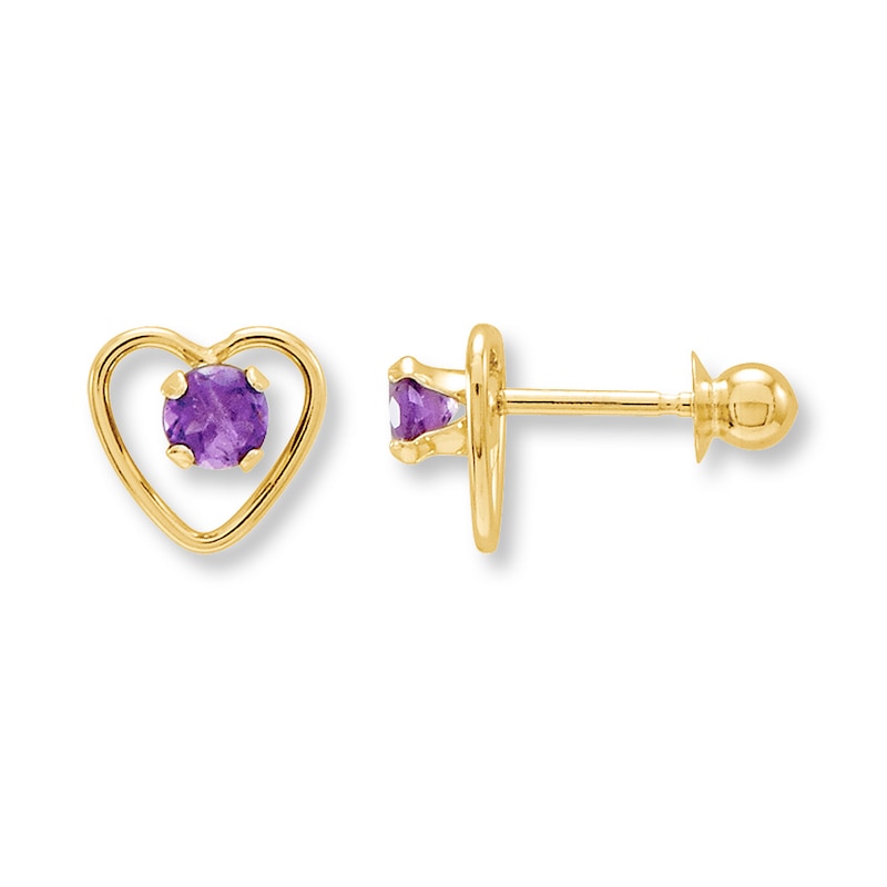 Main Image 1 of Amethyst Earrings 14K Yellow Gold