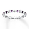 Stackable Amethyst Ring 1/20 ct tw Diamonds Sterling Silver