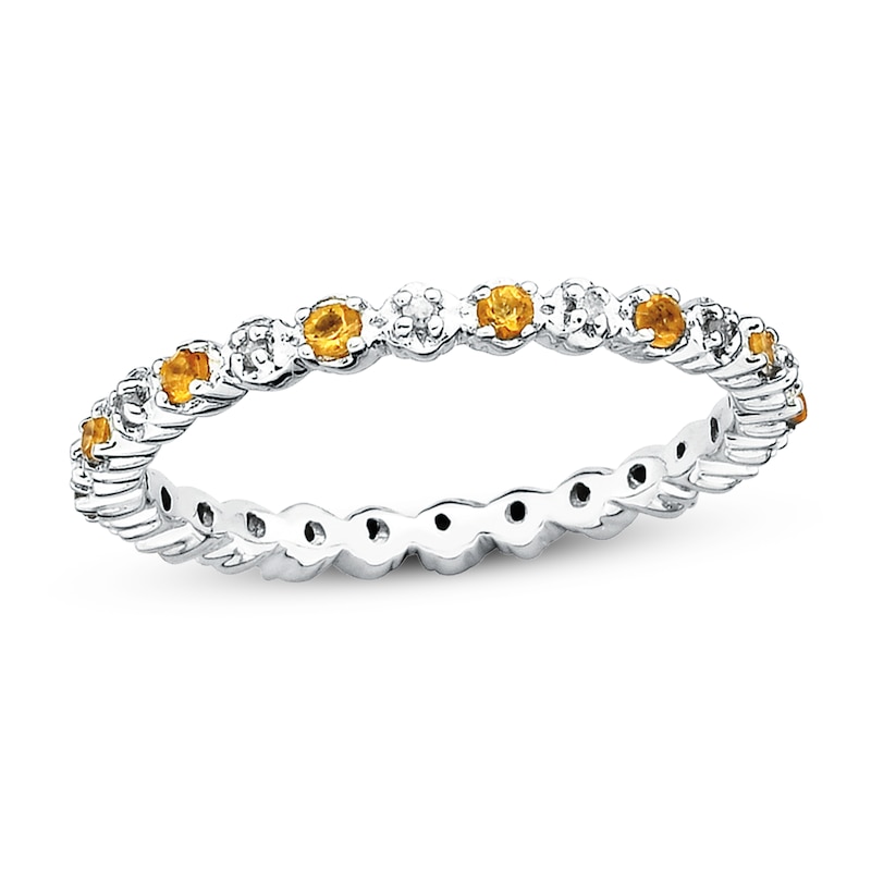 Main Image 1 of Stackable Citrine Ring 1/20 ct tw Diamonds Sterling Silver