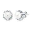 Thumbnail Image 0 of Cultured Pearl Earrings 1/4 ct tw Diamonds Sterling Silver