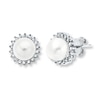 Thumbnail Image 1 of Cultured Pearl Earrings 1/4 ct tw Diamonds Sterling Silver