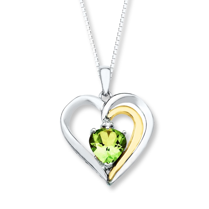 Main Image 1 of Peridot Necklace Diamond Accent Sterling Silver/10K Gold