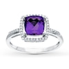 Thumbnail Image 0 of Amethyst Ring Cushion-Cut with Diamonds 10K White Gold