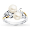 Thumbnail Image 1 of Cultured Pearl Ring Lab-Created Sapphires Sterling Silver