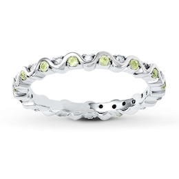 Stackable Ring Peridot & Diamond Sterling Silver