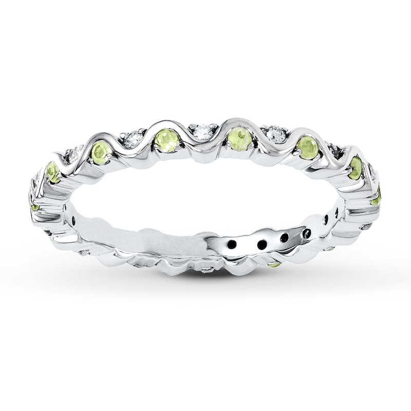 Main Image 1 of Stackable Ring Peridot & Diamond Sterling Silver