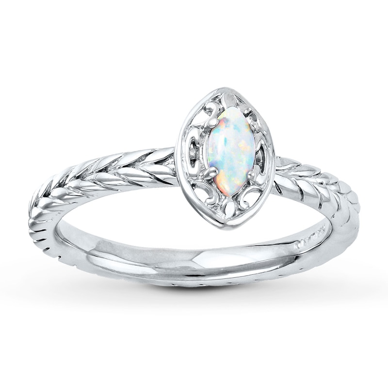 Main Image 1 of Stackable Ring Lab-Created Opal Sterling Silver