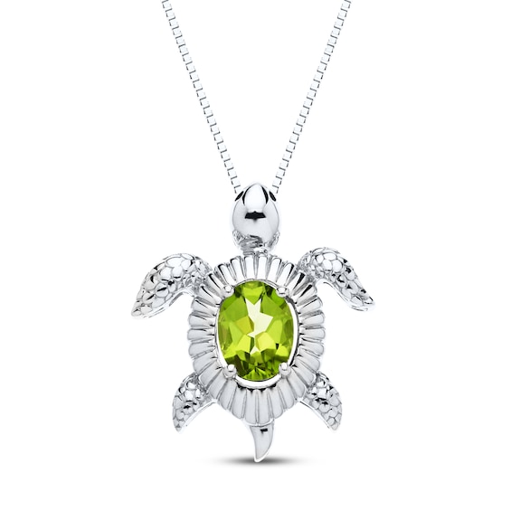 Peridot Turtle Necklace Sterling Silver