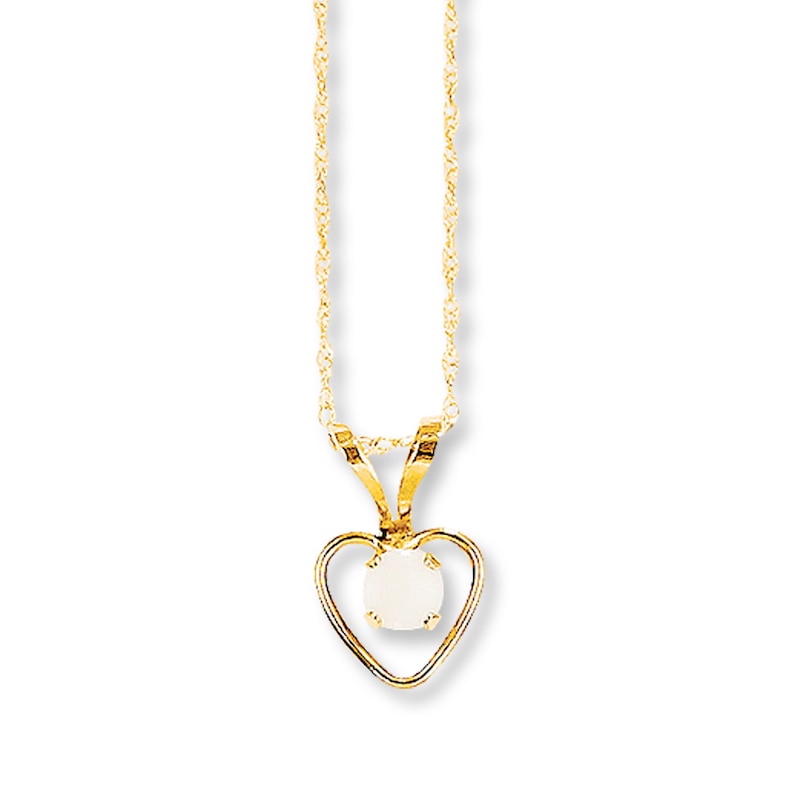 Main Image 1 of Opal Heart Necklace 14K Yellow Gold 15&quot;
