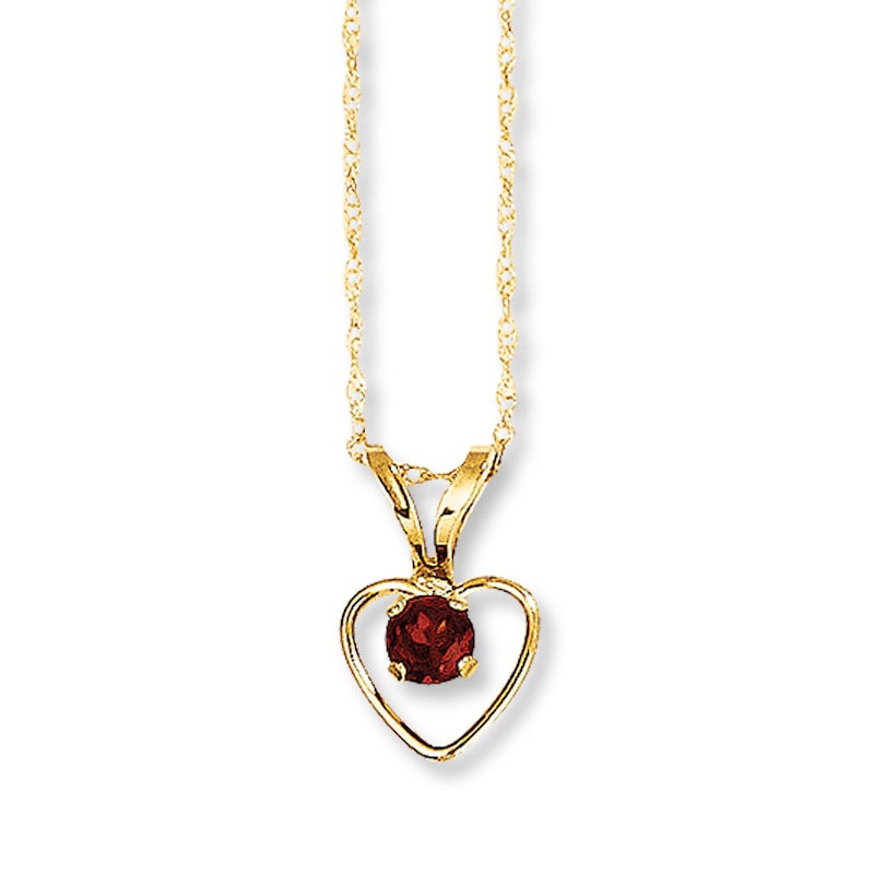 Main Image 1 of Garnet Heart Necklace 14K Yellow Gold 15&quot;