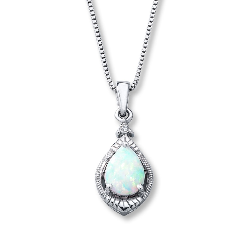 Lab-Created Opal Necklace Lab-Created Sapphire Sterling Silver