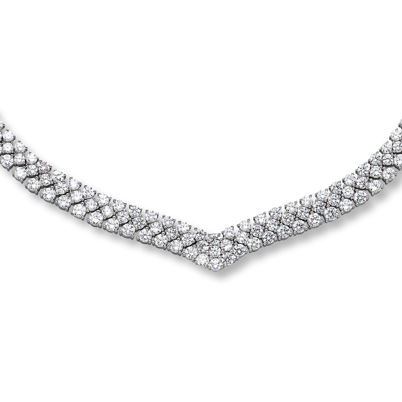 Cubic Zirconia Necklace Round-cut Sterling Silver