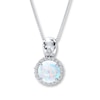 Thumbnail Image 0 of Lab-Created Opal Necklace White Topaz Accents Sterling Silver