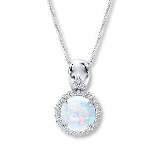 Lab-Created Opal Necklace White Topaz Accents Sterling Silver | Kay