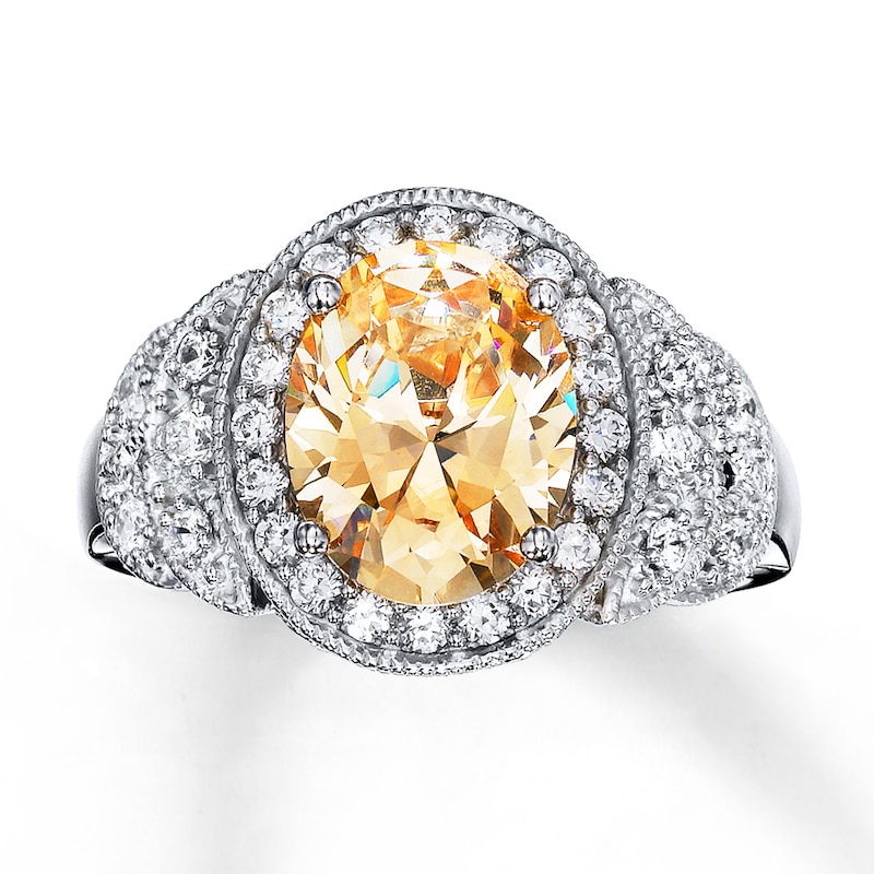 Main Image 1 of Champagne Cubic Zirconia Sterling Silver Ring