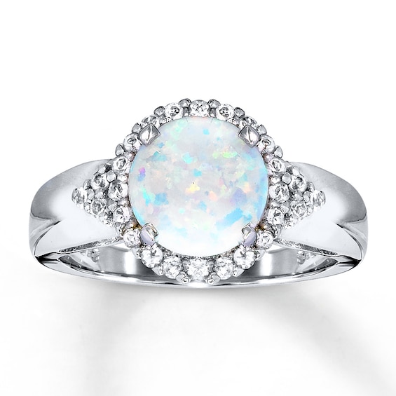Lab-Created Opal Ring White Topaz Sterling Silver | Kay