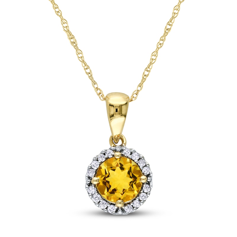 Citrine Necklace 1/15 ct tw Diamonds 10K Yellow Gold
