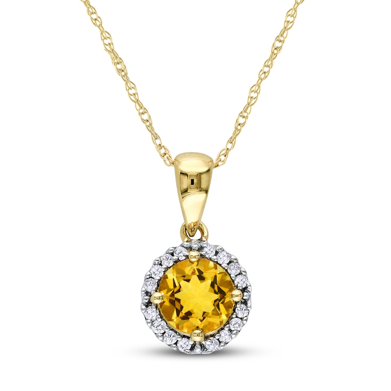 Main Image 1 of Citrine Necklace 1/15 ct tw Diamonds 10K Yellow Gold