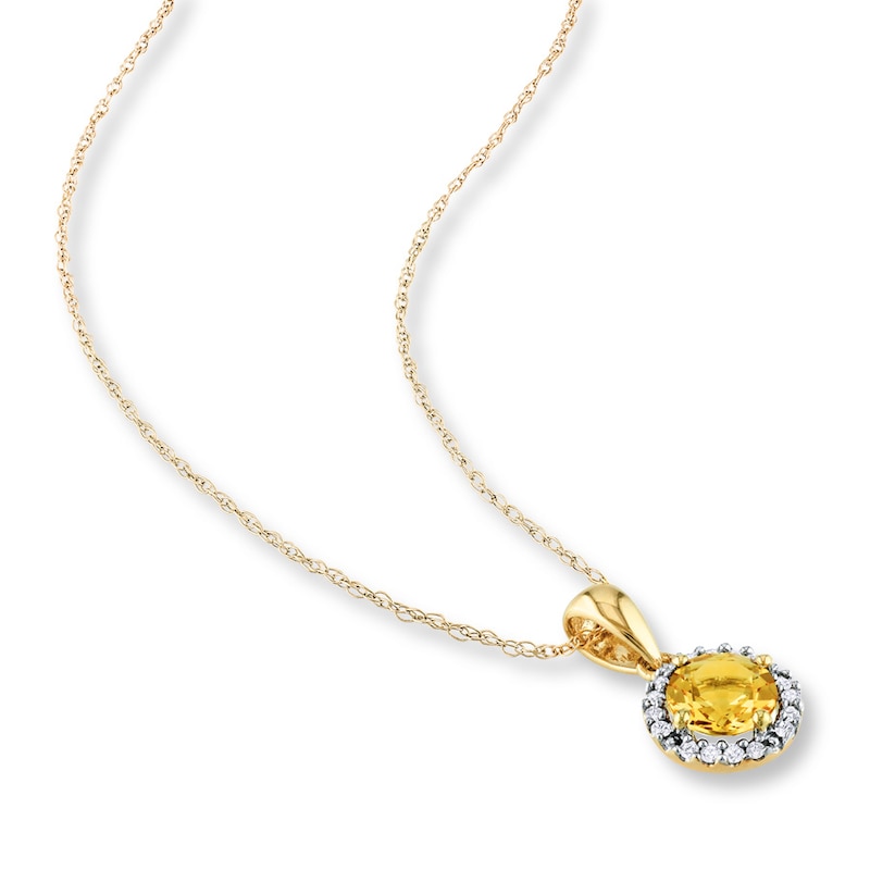 Citrine Necklace 1/15 ct tw Diamonds 10K Yellow Gold