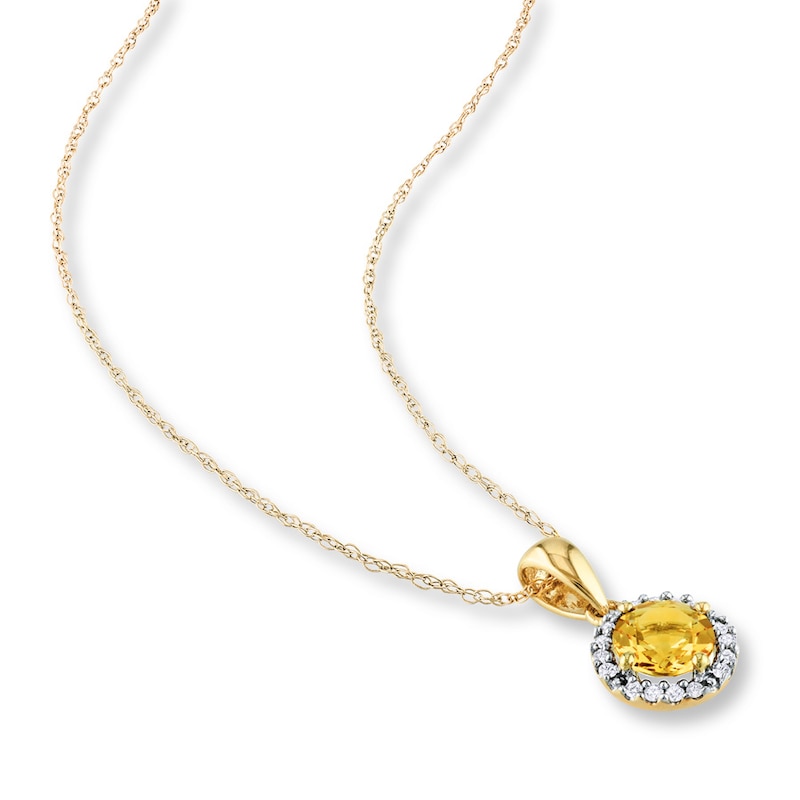 Main Image 2 of Citrine Necklace 1/15 ct tw Diamonds 10K Yellow Gold
