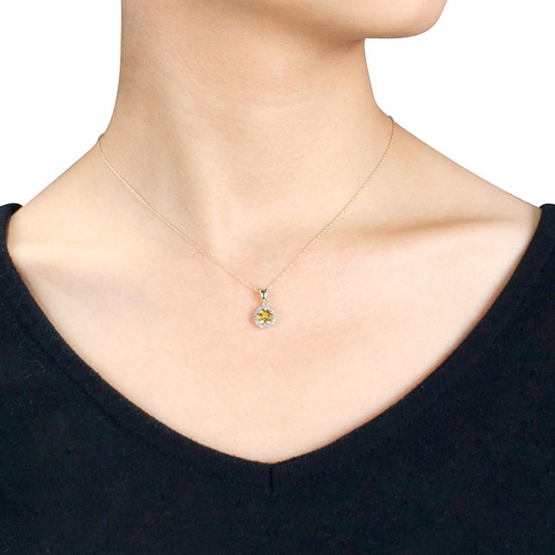 Main Image 3 of Citrine Necklace 1/15 ct tw Diamonds 10K Yellow Gold