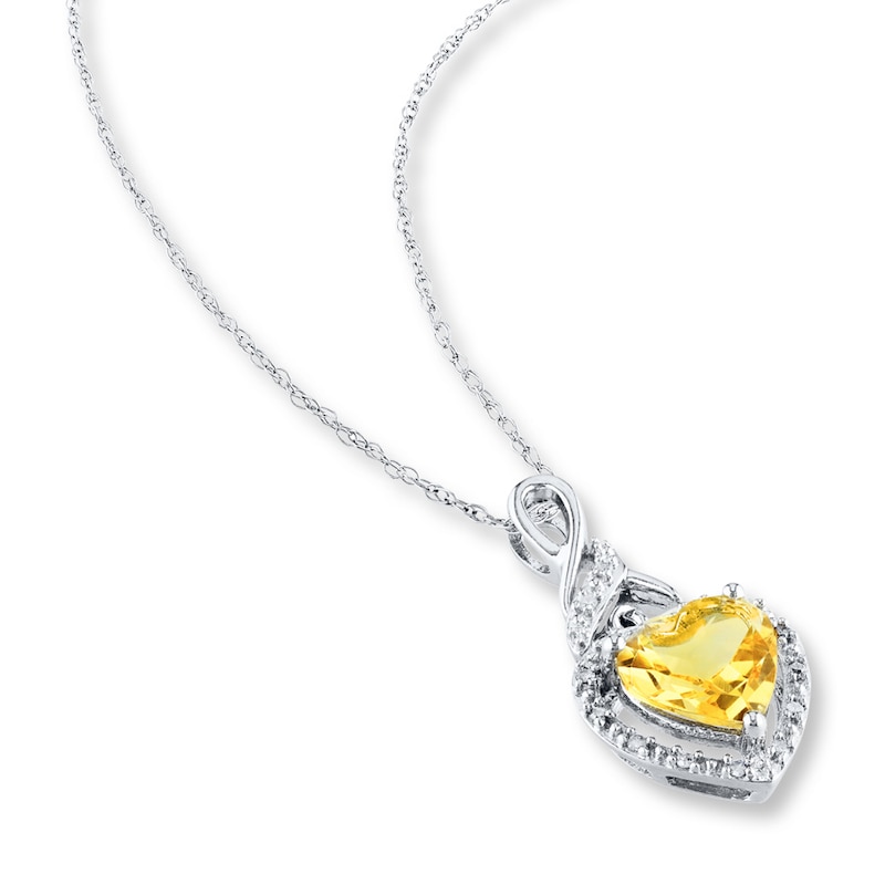 Main Image 2 of Citrine Heart Necklace 1/20 ct tw Diamonds Sterling Silver
