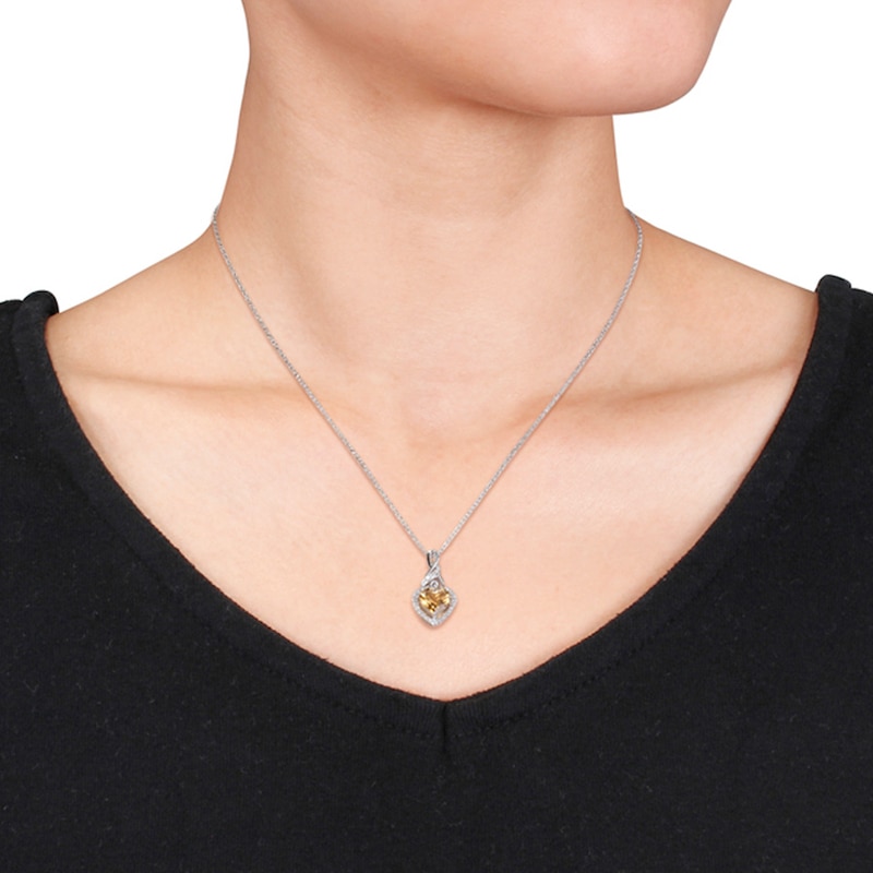 Main Image 3 of Citrine Heart Necklace 1/20 ct tw Diamonds Sterling Silver