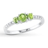 Thumbnail Image 1 of 3-Stone Peridot Ring 1/20 ct tw Diamonds 10K White Gold