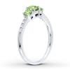 Thumbnail Image 2 of 3-Stone Peridot Ring 1/20 ct tw Diamonds 10K White Gold