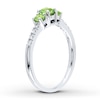 Thumbnail Image 1 of 3-Stone Peridot Ring 1/20 ct tw Diamonds 10K White Gold