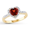 Thumbnail Image 0 of Garnet Heart Ring 1/10 ct tw Diamonds 10K Yellow Gold