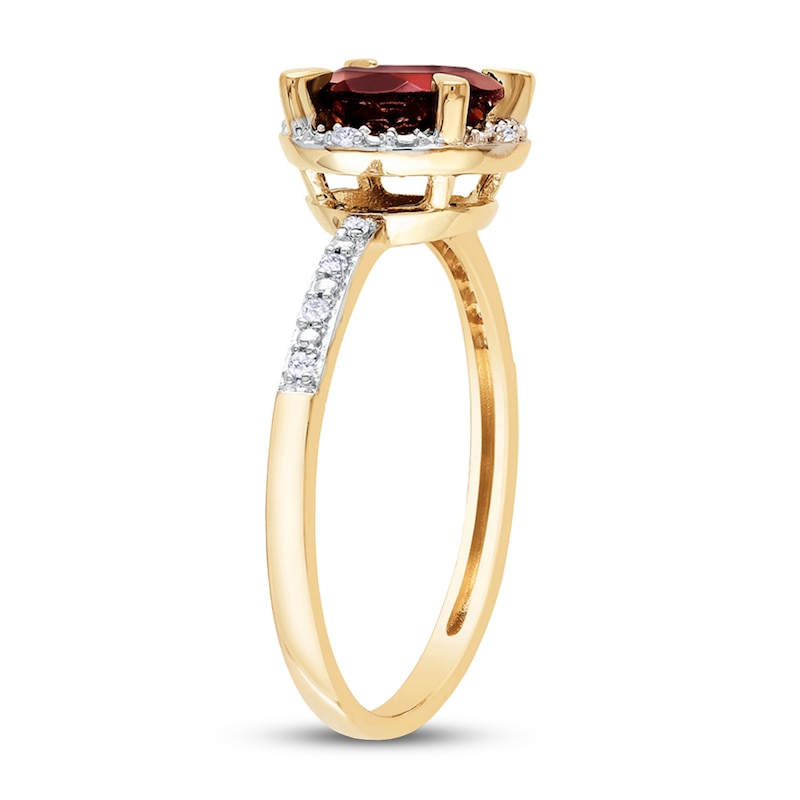 Brazilian Garnet Ring 1/20 ct tw Diamonds 10K Yellow Gold