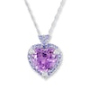 Thumbnail Image 0 of Amethyst Heart Necklace Tanzanites & Diamonds 10K White Gold