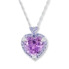 Thumbnail Image 1 of Amethyst Heart Necklace Tanzanites & Diamonds 10K White Gold