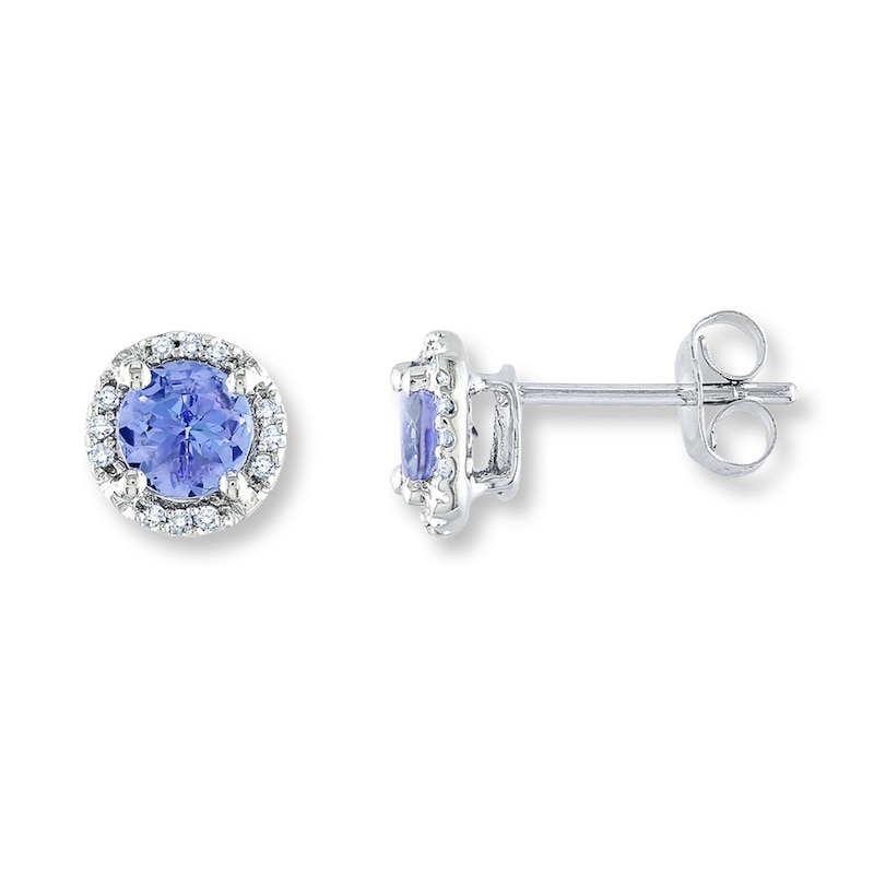 Main Image 1 of Tanzanite Earrings 1/15 ct tw Diamonds 10K White Gold