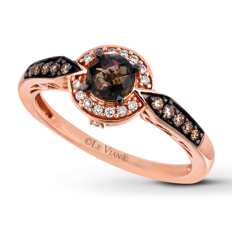 Le Vian Quartz Ring 1/6 ct tw Diamonds 14K Strawberry Gold