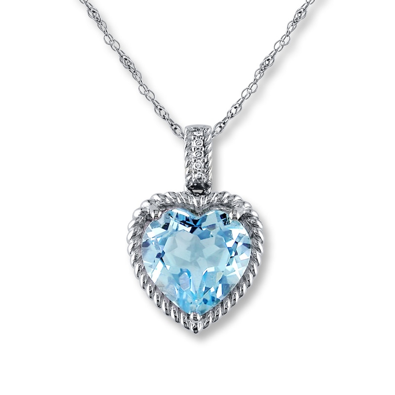 MMC Womens Heart Love Blue Topaz Silver Pendants Necklaces 