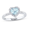 Thumbnail Image 1 of Aquamarine Heart Ring 1/10 ct tw Diamonds Sterling Silver