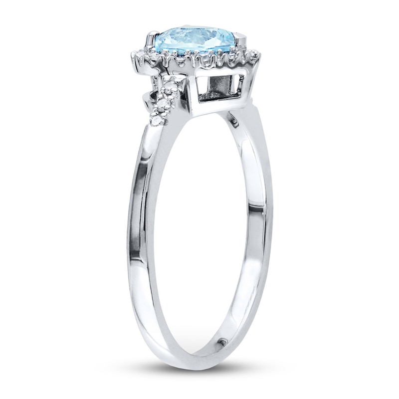 Main Image 2 of Aquamarine Heart Ring 1/10 ct tw Diamonds Sterling Silver