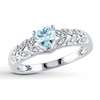 Thumbnail Image 1 of Aquamarine Heart Ring 1/20 ct tw Diamonds Sterling Silver
