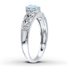 Thumbnail Image 1 of Aquamarine Heart Ring 1/20 ct tw Diamonds Sterling Silver