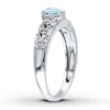 Thumbnail Image 2 of Aquamarine Heart Ring 1/20 ct tw Diamonds Sterling Silver
