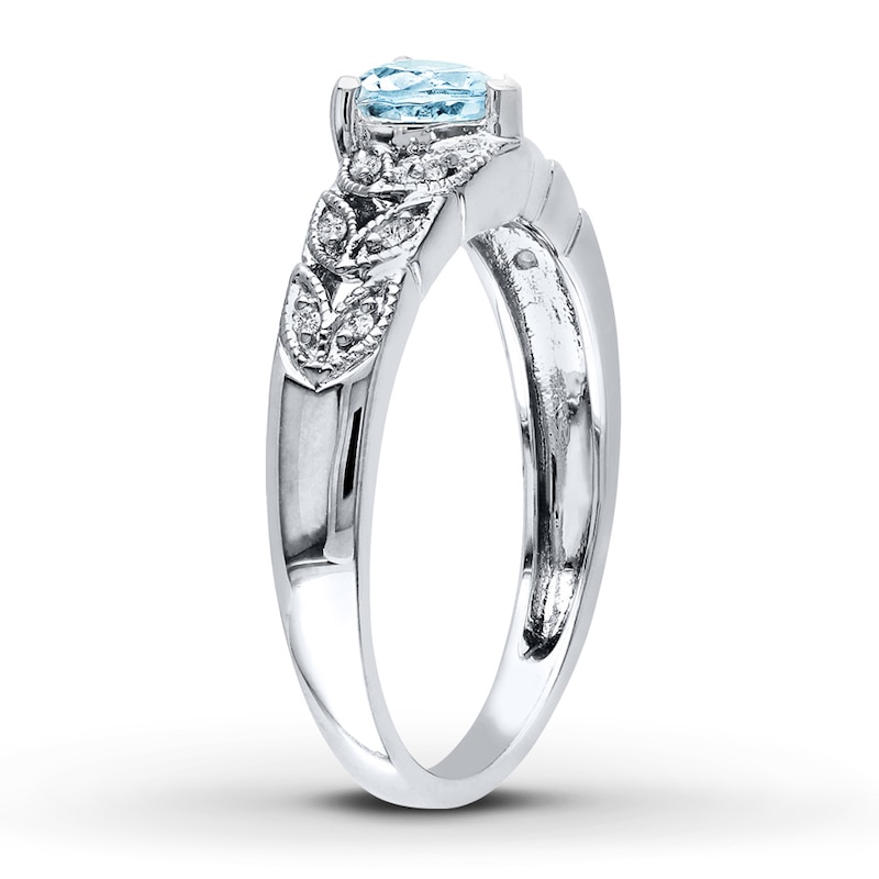 Main Image 2 of Aquamarine Heart Ring 1/20 ct tw Diamonds Sterling Silver