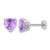 Thumbnail Image 1 of Amethyst Heart Earrings Sterling Silver