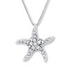 Thumbnail Image 1 of Starfish Necklace White Crystals Sterling Silver