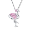 Thumbnail Image 1 of Flamingo Necklace Pink, White, and Black Crystals Sterling Silver