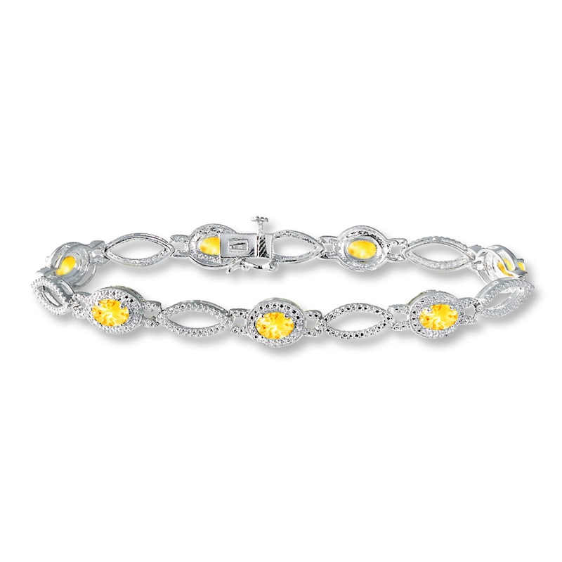 Citrine Bracelet Diamond Accents Sterling Silver