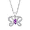 Thumbnail Image 1 of Butterfly Necklace Amethyst/Diamonds Sterling Silver