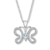 Thumbnail Image 0 of Butterfly Necklace Aquamarine/Diamonds Sterling Silver