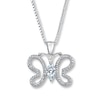 Thumbnail Image 1 of Butterfly Necklace Aquamarine/Diamonds Sterling Silver